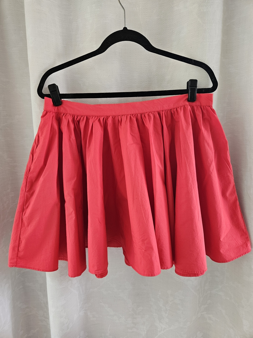 Free People NWT Gaia Poplin Pleated Mini Skirt in Coral/Cherry Red - Size Large